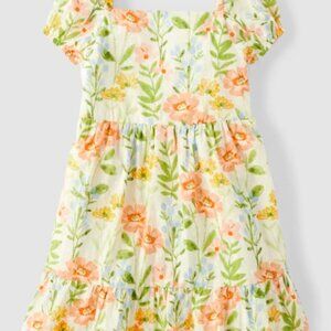 Gymboree Girls 4T Floral Prairie Fields Short Sleeve Dress Smocked Spring Light